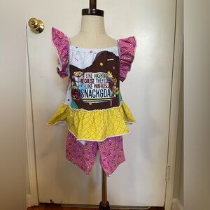 Colorful Kids Matching Set with Fun Snack Print